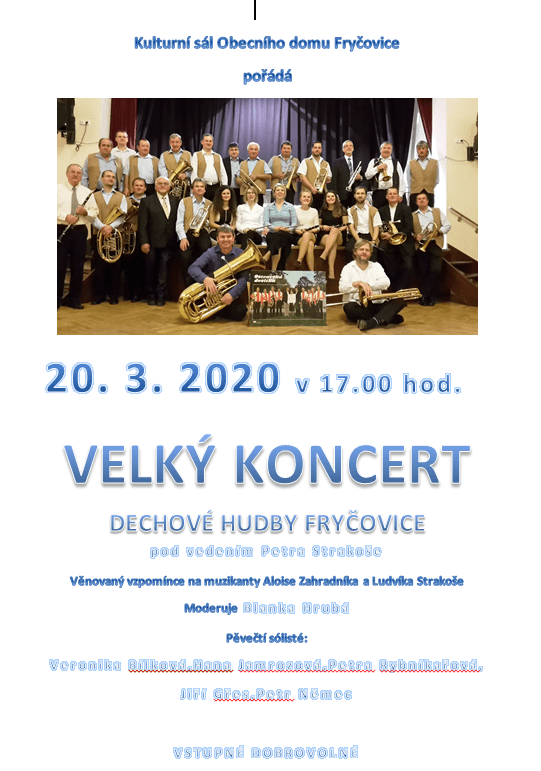 Plak&aacute;t-dechovka VELK&Yacute; KONCERT DECHOV&Eacute; HUDBY FRYČOVICE