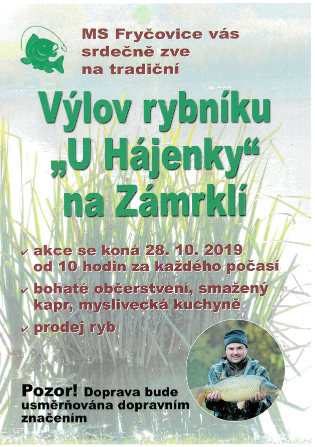 Plakát-výlov_rybníku VÝLOV RYBNÍKU „u Hájenky“ na Zámrklí