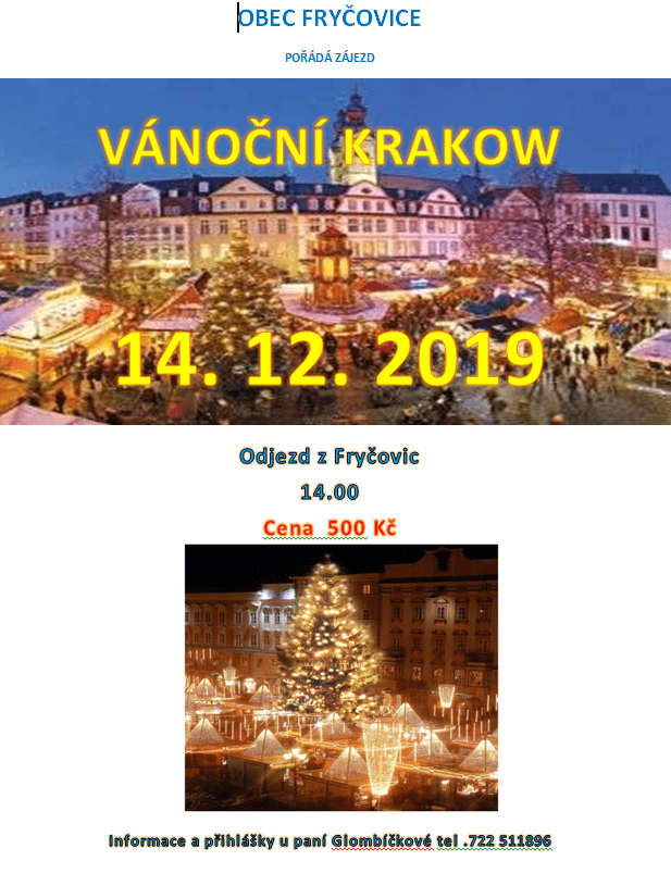 plakat-zajezd_Krakow V&aacute;nočn&iacute; z&aacute;jezd do Krakowa 14.12.2019-VYPROD&Aacute;N